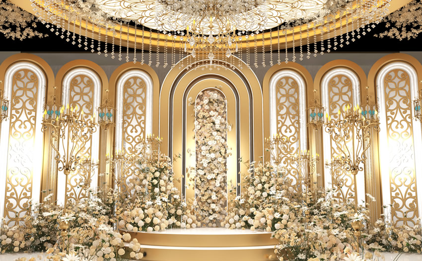 岱山香槟色调婚礼堂效果展示